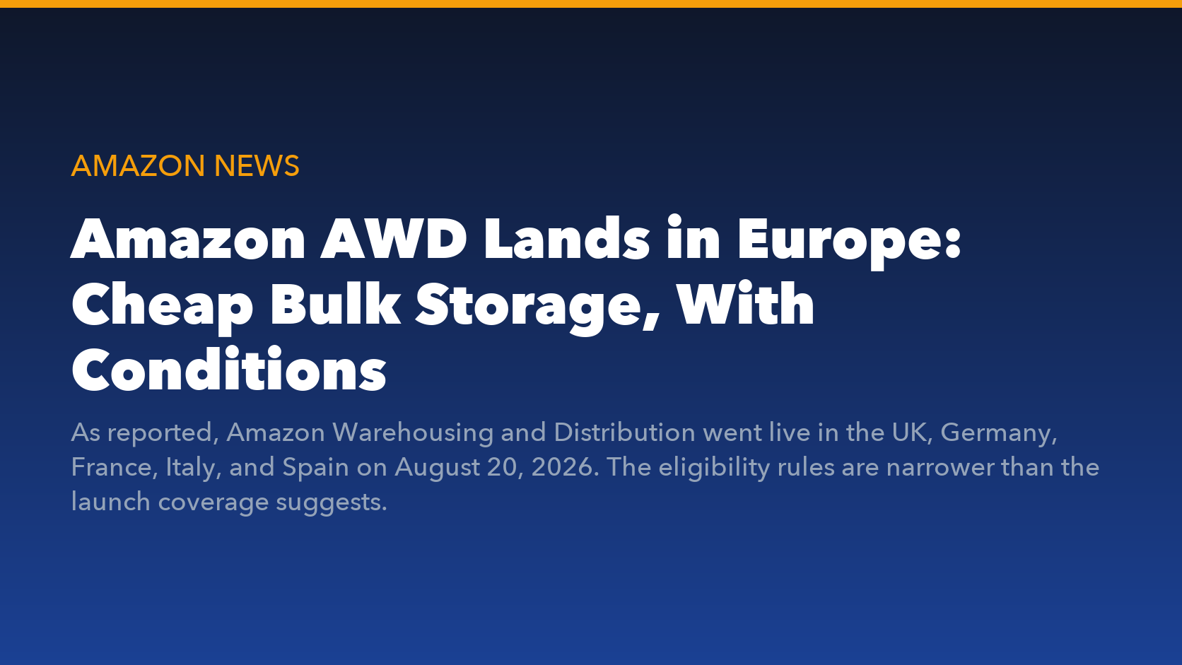 Amazon AWD Europe launch 2026 explained for sellers