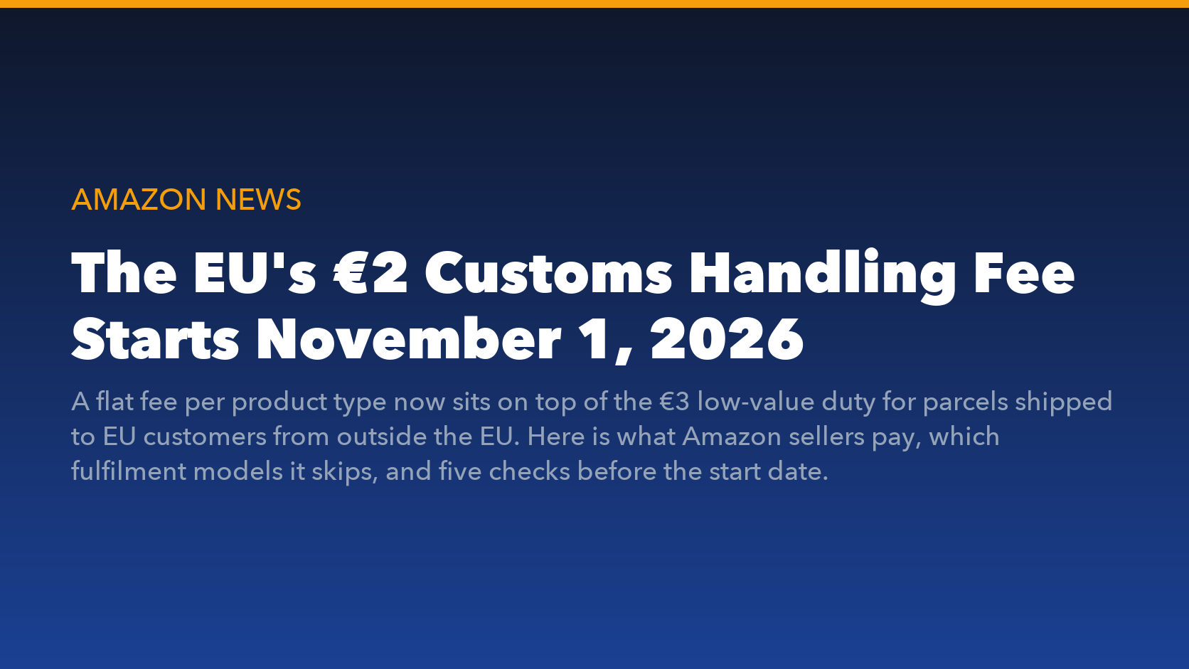 EU customs handling fee for Amazon sellers November 2026