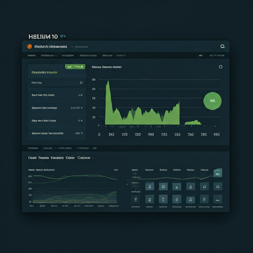 Illustration of an analytics dashboard with charts and data grids